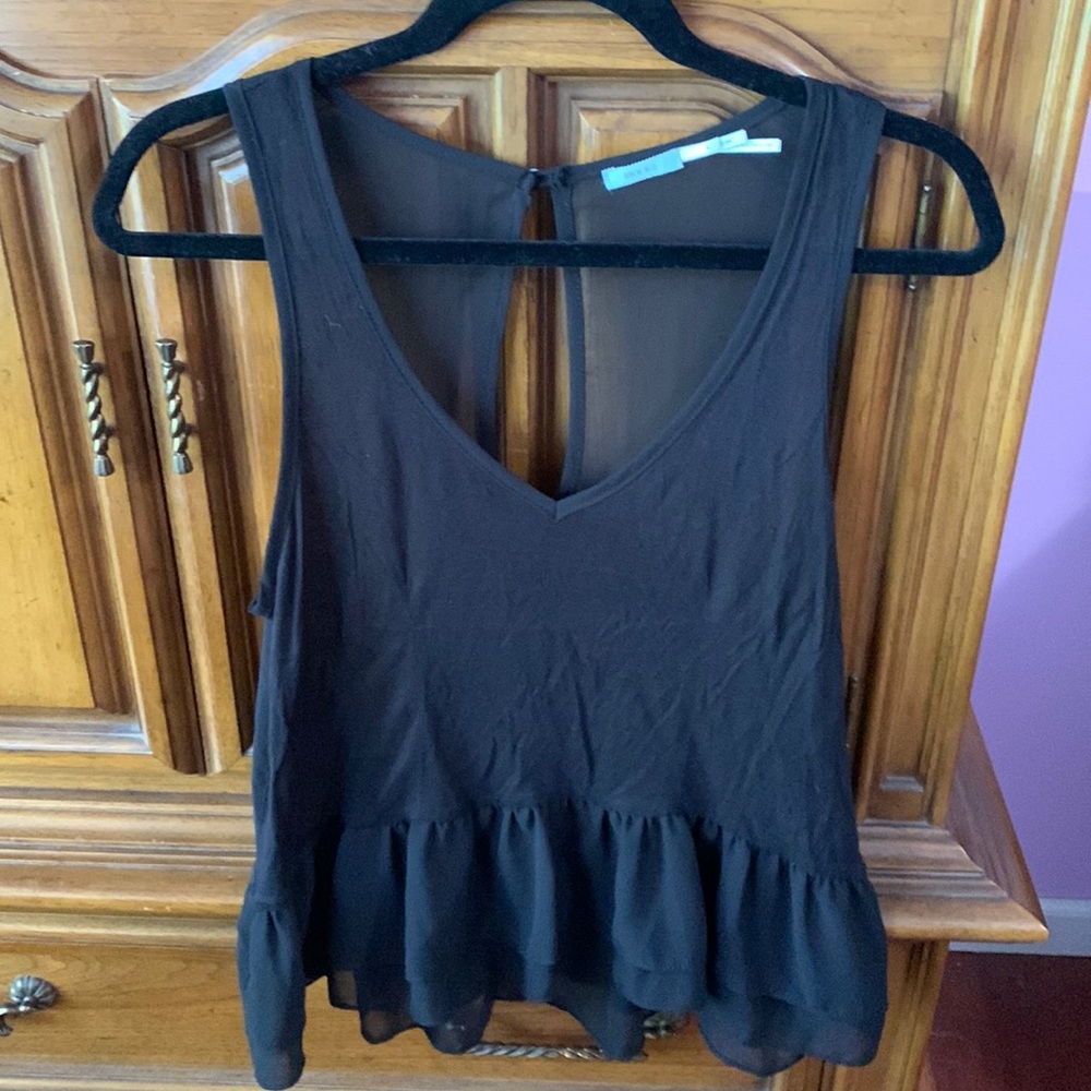 Urban Outfitters Kimchi Blue Black Flowy Ruffle Tank Top